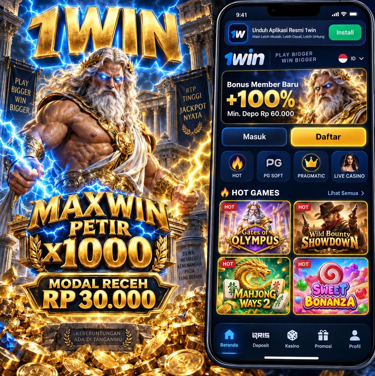 1WIN tampilan 2
