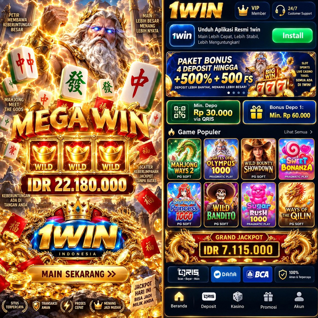 1WIN tampilan 3